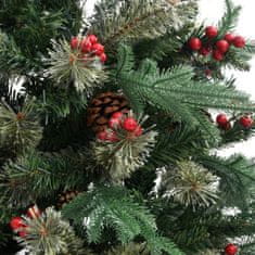 Greatstore Vánoční stromek se šiškami zelený 225 cm PVC a PE