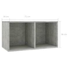 Greatstore Úložný box na LP desky betonově šedý 71x34x36 cm dřevotříska