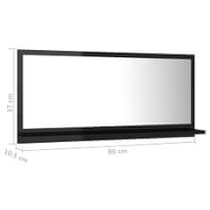 Vidaxl Koupelnové zrcadlo černé vysoký lesk 80x10,5x37 cm dřevotříska