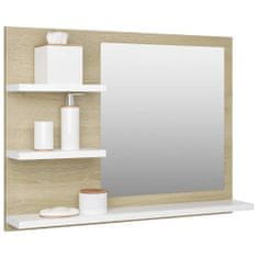 Greatstore Koupelnové zrcadlo bílé a dub sonoma 60x10,5x45 cm dřevotříska