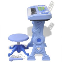Greatstore Dětské klávesy se stoličkou a mikrofonem 37 kláves modré