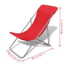 Greatstore Skládací plážové židle 2 ks práškovaná ocel červené