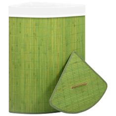 Greatstore Rohový bambusový koš na prádlo zelený 60 l