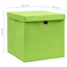 shumee Úložné boxy s víky 4 ks 28 x 28 x 28 cm zelené