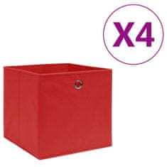 Greatstore Úložné boxy 4 ks netkaná textilie 28 x 28 x 28 cm červené