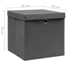 shumee Úložné boxy s víky 4 ks 28 x 28 x 28 cm šedé