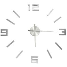 shumee 3D nástěnné hodiny moderní design stříbrné 100 cm XXL