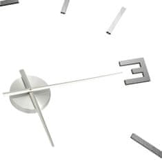 shumee 3D nástěnné hodiny moderní design stříbrné 100 cm XXL