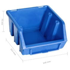 Vidaxl 96dílná sada skladovacích zásobníků nástěnné panely modročerná
