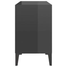 Greatstore TV stolek s kovovými nohami šedý s vysokým leskem 69,5x30x50 cm