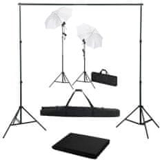 Greatstore Foto studio set s fotopozadím, osvětlením a deštníky