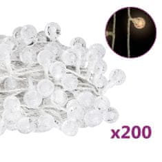 Greatstore Světelný řetěz kulaté žárovky 20 m 200 LED teplá bílá 8 funkcí