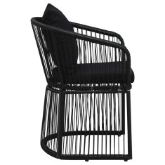 shumee Zahradní židle 2 ks s poduškami a polštáři PVC ratan černé