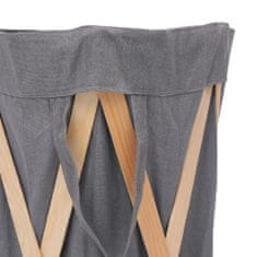 shumee Skládací koš na prádlo šedý dřevo a textil