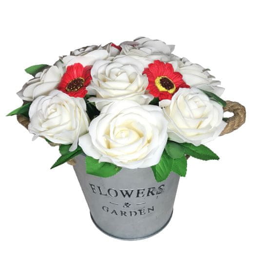 IDARY Velká mýdlová kytice s růžemi - Bílá