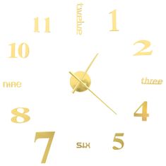 shumee 3D Nástěnné hodiny s moderním designem 100 cm XXL zlaté