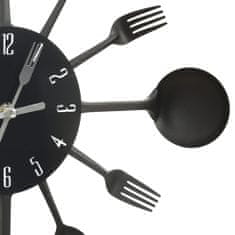shumee Nástěnné hodiny s vidličkami a lžícemi černé 40 cm hliník