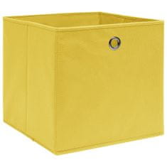 Greatstore Úložné boxy 4 ks netkaná textilie 28 x 28 x 28 cm žluté