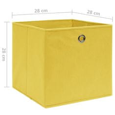 Greatstore Úložné boxy 4 ks netkaná textilie 28 x 28 x 28 cm žluté