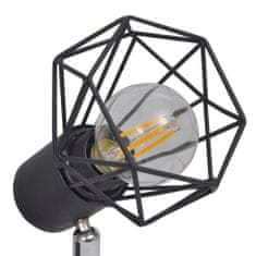 Greatstore Černý industriální rám se 2 bodovými LED žárovkami, drátěná stínítka
