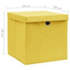 shumee Úložné boxy s víky 4 ks 28 x 28 x 28 cm žluté