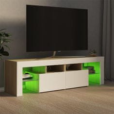 Greatstore TV skříňka s LED osvětlením bílá a dub sonoma 140 x 35 x 40 cm
