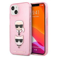 Karl Lagerfeld KLHCP13SKCTUGLP hard silikonové pouzdro iPhone 13 Mini 5.4" pink Glitter Karl`s & Choupette