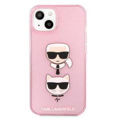 Karl Lagerfeld KLHCP13SKCTUGLP hard silikonové pouzdro iPhone 13 Mini 5.4" pink Glitter Karl`s & Choupette