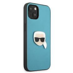 Karl Lagerfeld KLHCP13MPKMB hard silikonové pouzdro iPhone 13 6.1" blue Leather Ikonik Karl`s Head Metal
