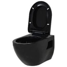 Vidaxl Závěsné WC keramické černé