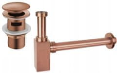 Mexen Umyvadlový sifon s výpustí click-clack s přepadem, růžové zlato (7992060-60)