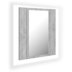 Greatstore LED koupelnová skřínka se zrcadlem betonově šedá 40x12x45 cm
