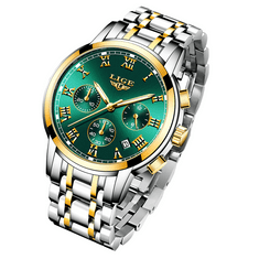 Lige Elegantní pánské hodinky: Zelený model s bonusovým dárkem 9810-3.