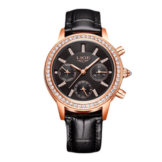 Lige Elegantní černé dámské hodinky - model 9812 s dárkem - exkluzivní nabídka!