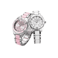 LONGBO Elegantní hodinky SET bílá/růžová + dárek zdarma pro luxusní dámy