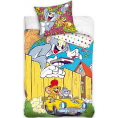 Carbotex Bavlněné ložní povlečení Tom a Jerry ve žlutém kabrioletu