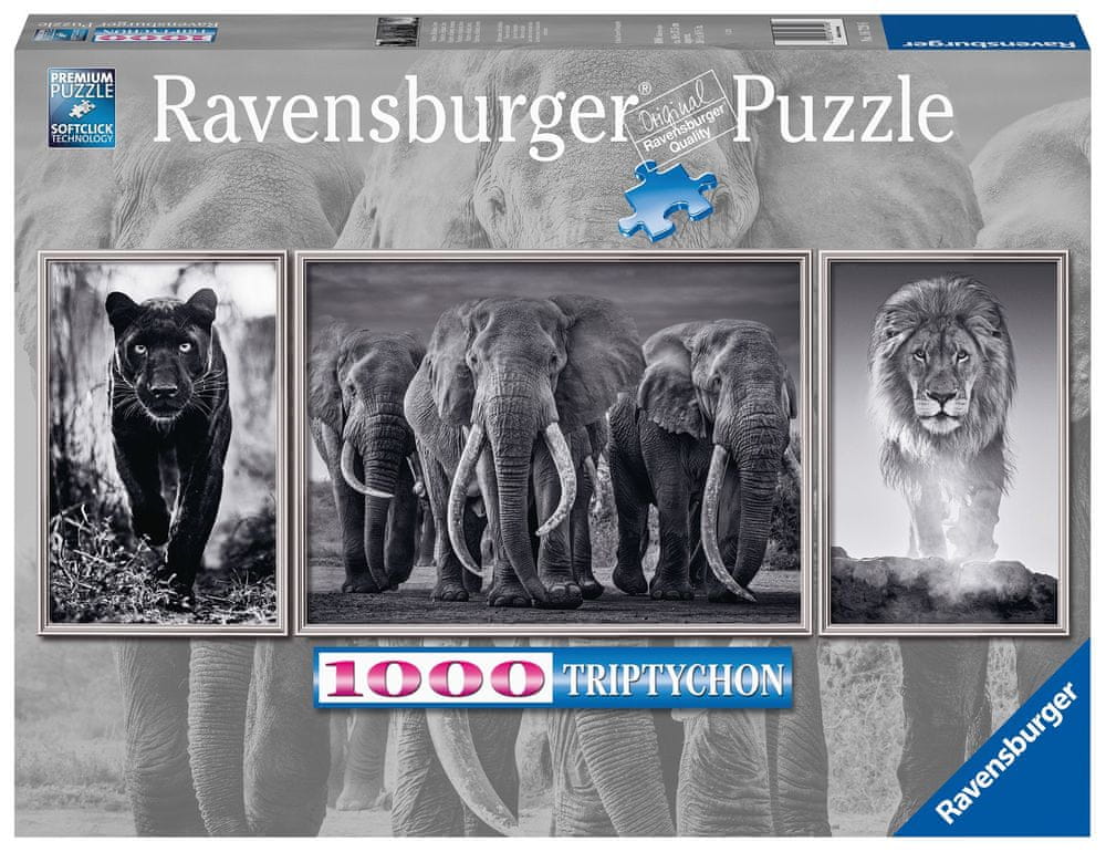 Levně Ravensburger Panter, slon a lev 1000 dílků Panorama