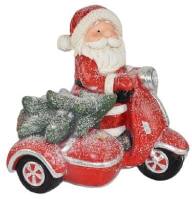 DUE ESSE Svítící Santa na motorce 40 cm