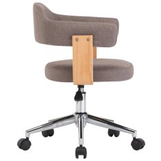 shumee Otočná kancelářská židle taupe ohýbané dřevo a textil