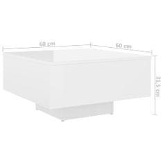 Greatstore Konferenční stolek bílý vysoký lesk 60x60x31,5 cm dřevotříska