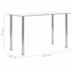 Greatstore Jídelní stůl průhledný 120 x 60 x 75 cm tvrzené sklo