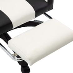 shumee Herní židle s podnožkou černobílá umělá kůže