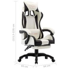 shumee Herní židle s podnožkou černobílá umělá kůže