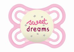 MAM BABY Symetrická savička Perfect Night Girl, svítící - Sweet dreams, růžová, 0m +