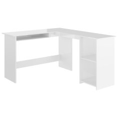 Greatstore Rohový psací stůl bílý vysoký lesk 120x140x75 cm dřevotříska