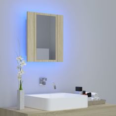 Greatstore LED koupelnová skřínka se zrcadlem dub sonoma 40 x 12 x 45 cm