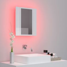 Greatstore LED koupelnová skříňka se zrcadlem lesklá bílá 40 x 12 x 45 cm