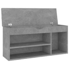Greatstore Botník s poduškou betonově šedý 104 x 30 x 49 cm dřevotříska