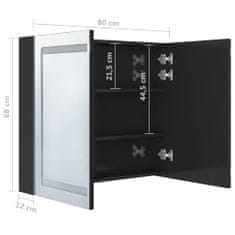 Petromila LED koupelnová skříňka se zrcadlem zářivě černá 80 x 12 x 68 cm