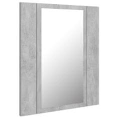 Greatstore LED koupelnová skřínka se zrcadlem betonově šedá 40x12x45 cm